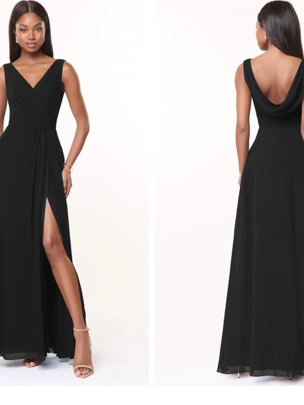 Azazie Karina Black Sleeveless V-Neck Bridesmaid dress with Side Slit 4